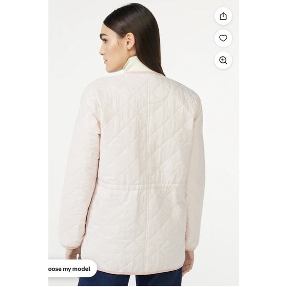 Free Assembly Women's Quilted‎ Cinched Waist Liner Jacket Mauve Chalk Size Med - Picture 3 of 16